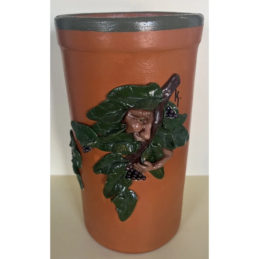 VTG Fairy Wine Chiller Bottle Holder w‎ Handcrafted Vineyard Nymph Accent